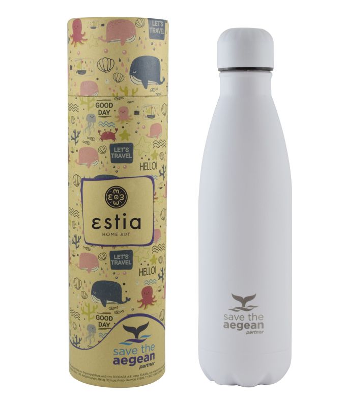 TRAVEL FLASK 500ML WHITE ΜΑΤΤΕ SAVE AEGEAN