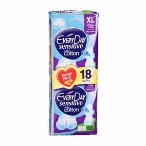 ΣΕΡΒΙΕΤΕΣ EVERYDAY XL SENSITIVE WITH COTTON EXTRA LONG ULTRA PLUS 18ΤΜΧ