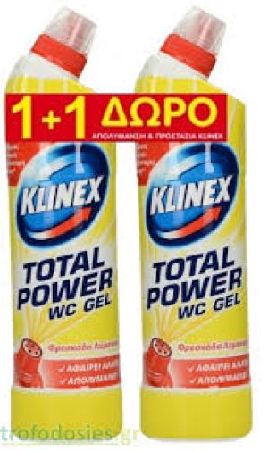 ΠΑΠΙ KLINEX WC TOTAL POWER ΛΕΜΟΝΙ 750ML 1+1 ΔΩΡΟ