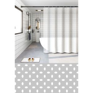 ΚΟΥΡΤΙΝΑ ΜΠΑΝ. PEVA 180X180 + 12 ΚΡΙΚΟΙ