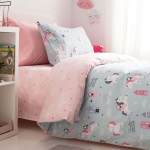 ΣΕΝΤΟΝΙΑ ΣΕΤ ΠΑΙΔΙΚΑ PINK UNICORN (2)160X250+(1)50X70 100%BAM