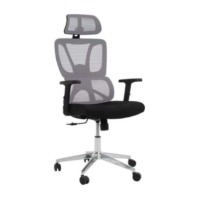 ΚΑΡΕΚΛΑ ΓΡΑΦΕΙΟΥ FL335 ΓΚΡΙ ΠΛΑΤΗ-ΜΑΥΡΟ ΚΑΘΙΣΜΑ 64X62X130ΕΚ