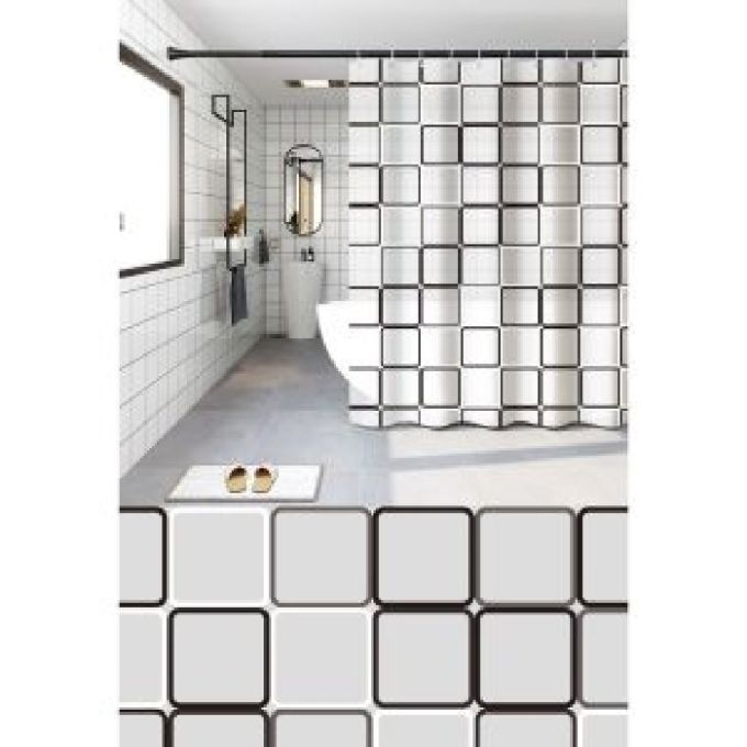 ΚΟΥΡΤΙΝΑ ΜΠΑΝ. PEVA 180X180 + 12 ΚΡΙΚΟΙ