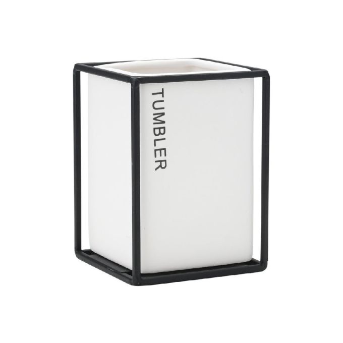 ΠΟΤΗΡΑΚΙ ΜΠΑΝΙΟΥ CAGE ΚΕΡΑΜΙΚΟ ΛΕΥΚΟ ΜΕ ΜΕΤΑΛ. ΠΛΑΙΣΙΟ 8.5X8.5X12CM