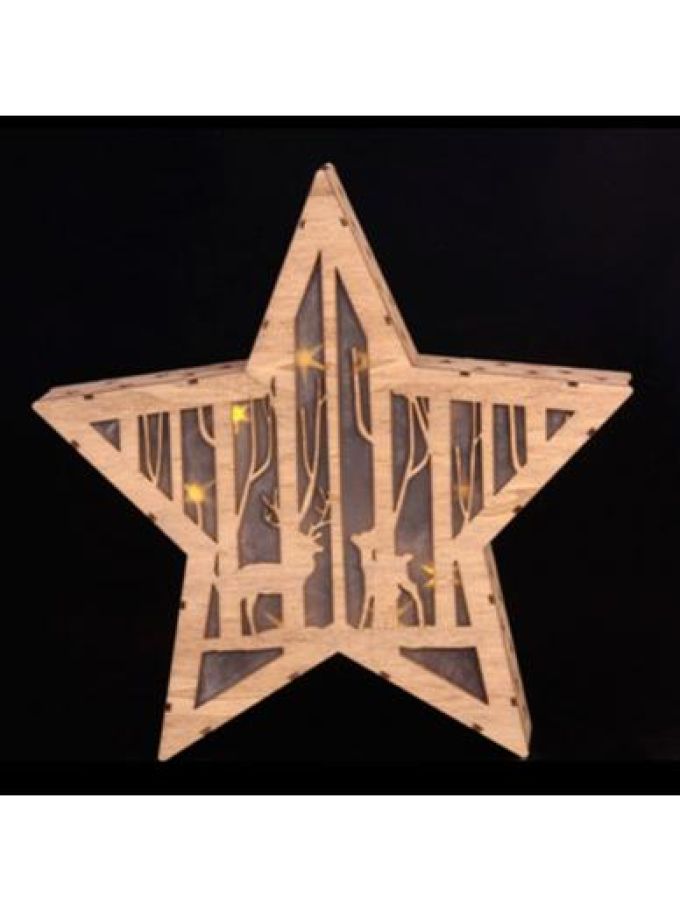 ΑΣΤΡΟ ΞΥΛΙΝΟ ΧΡΙΣΤ/ΤΙΚΟ 10 ΛΑΜΠΑΚΙΑ LED