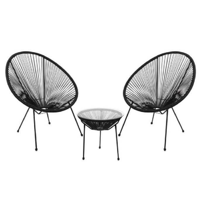 ΣΕΤ ΒΕΡΑΝΤΑΣ ΡΑΠΕΖΙ + 2 ΠΟΛΥΘΡΟΝΕΣ ΜΕΤΑΛΛΟ ΜΑΥΡΟ - RATTAN ΜΑΥΡΟ